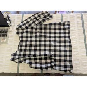 Talbots Women's Gingham Plaid Check Black and White 3/4 Sleeve Top